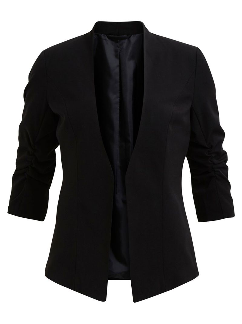 Vila 3/4 Ärmel Blazer Dünne Jacke mit Schulterpolster Business Basic VIHER – Schwarz, Bild 1