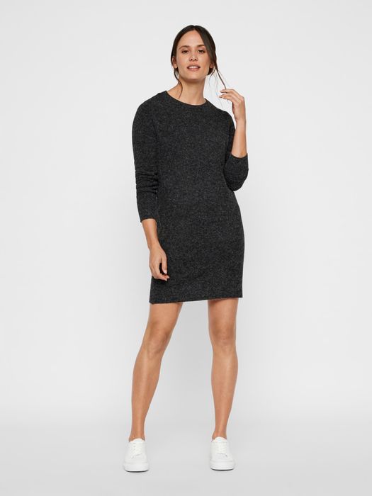 VERO MODA Mini Strickkleid Meliert Basic VMDOFFY, Farbe: Schwarz