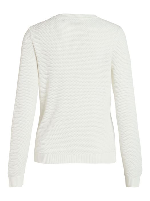 Vila VILA Strickpullover mit Rundhals Kuscheliger Sweater Struktur – Weiß, Bild 3