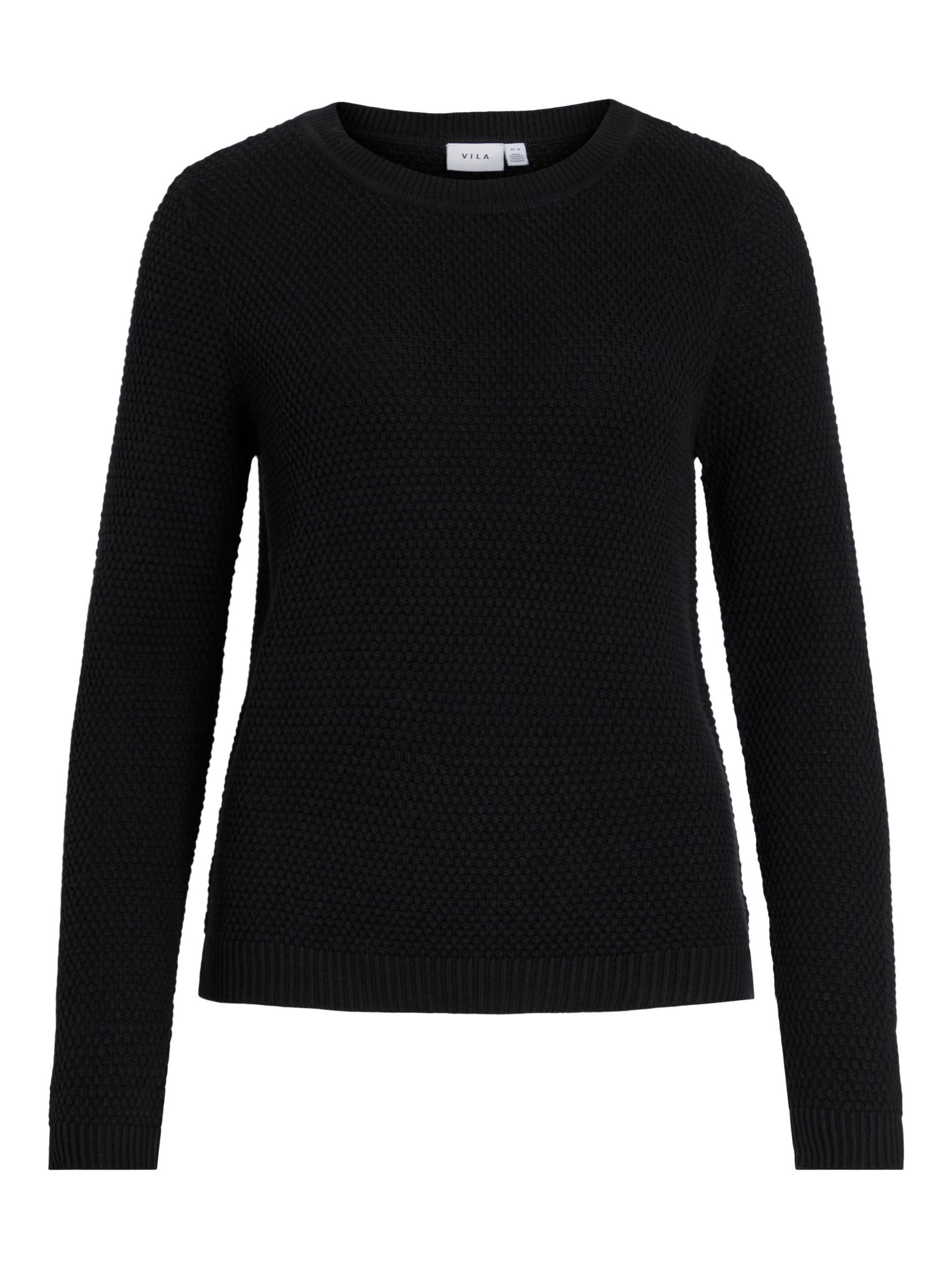 Vila VILA Strickpullover mit Rundhals Kuscheliger Sweater Struktur – Schwarz, Bild 1