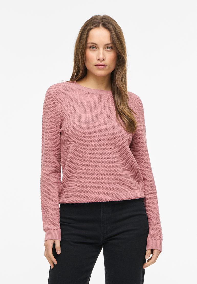 Vila VILA Strickpullover mit Rundhals Kuscheliger Sweater Struktur – Pink, Bild 2