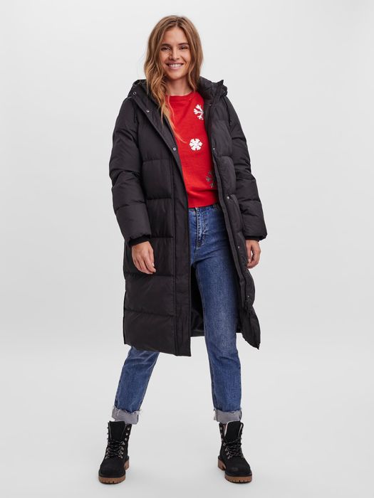Lange Puffer Jacke Winter Stepp Mantel Parka mit Kapuze VMERICAHOLLY, Farbe: Schwarz-2
