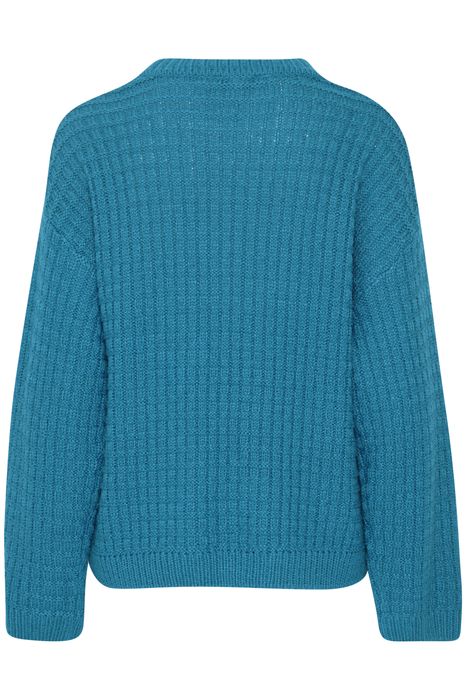 b.young b.young Gerippter Pullover Grobstrick Sweater mit Abgesetzten – Blau, Bild 3
