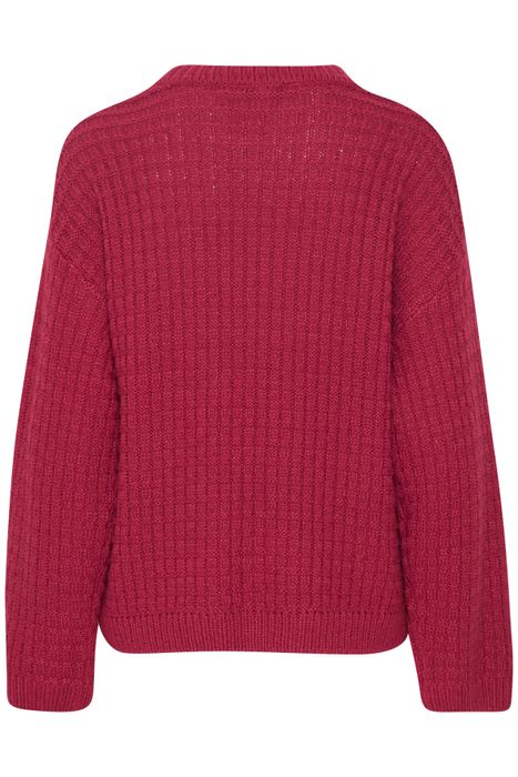 b.young b.young Gerippter Pullover Grobstrick Sweater mit Abgesetzten – Rot, Bild 6
