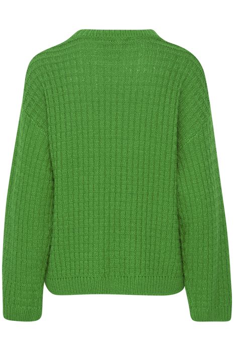 b.young b.young Gerippter Pullover Grobstrick Sweater mit Abgesetzten – Grün, Bild 3