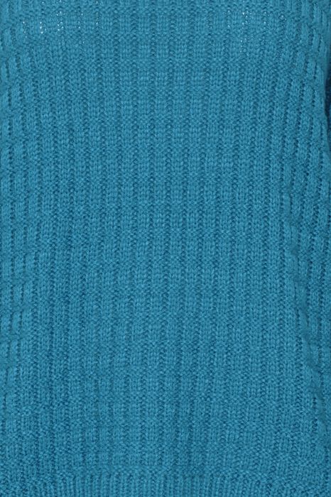 b.young Gerippter Pullover Grobstrick Sweater mit Abgesetzten, Farbe: Blau