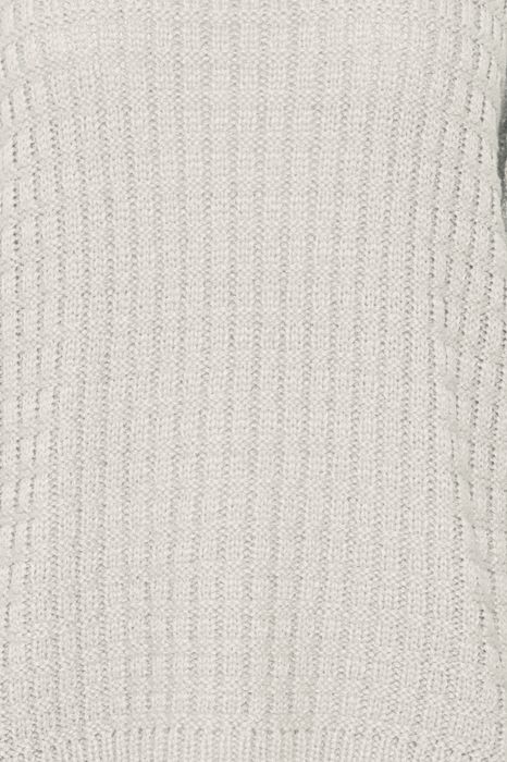 Gerippter Pullover Grobstrick Sweater mit Abgesetzten Schultern, Farbe: Weiß