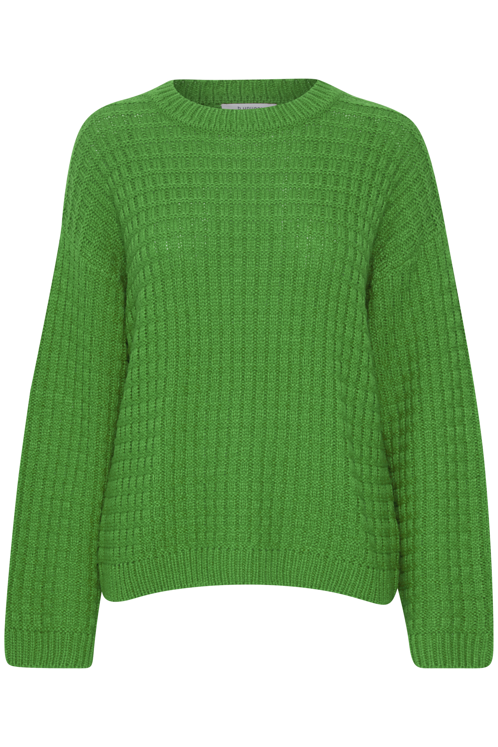 b.young b.young Gerippter Pullover Grobstrick Sweater mit Abgesetzten – Grün, Bild 1
