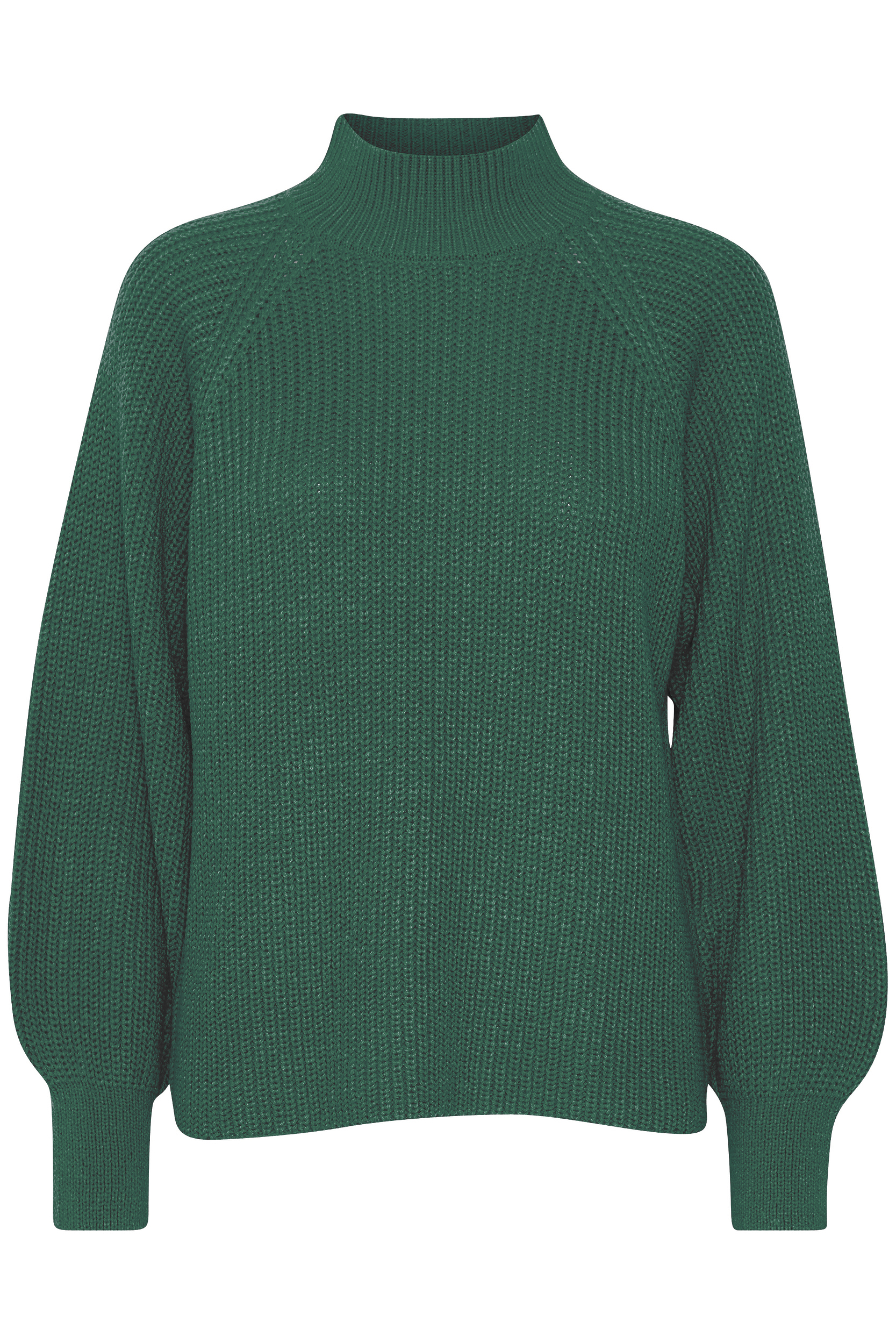 b.young b.young Pullover mit Ballonärmeln Grobstrick Stehkragen Sweater – Petrol, Bild 1