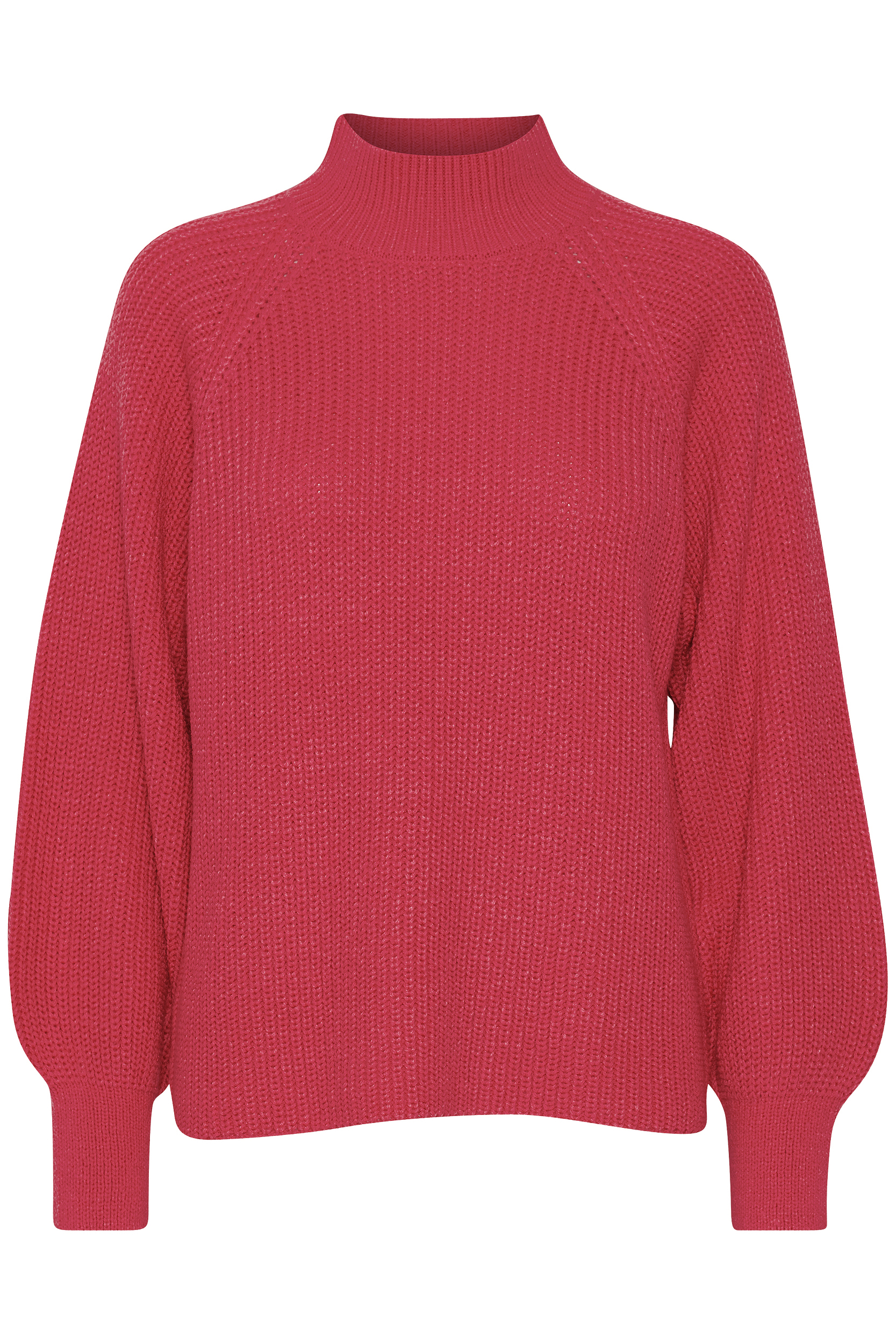 b.young b.young Pullover mit Ballonärmeln Grobstrick Stehkragen Sweater – Rot, Bild 1