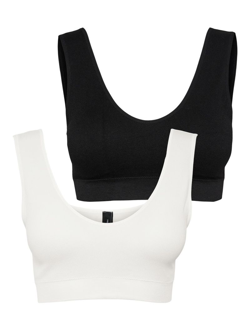 Vero Moda Bustier BH mit Cups 2-er Stück Pack ohne Bügel Ripp Soft Bra Top VMAGNES – Schwarz-Weiß, Bild 1