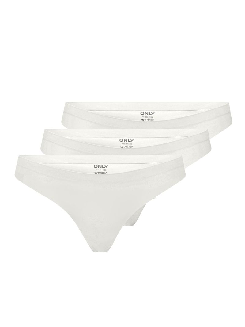 Only String Slips Nahtlos 3-er Pack Taillen Tangas Unterhöschen ONLTRACY – Weiß, Bild 1