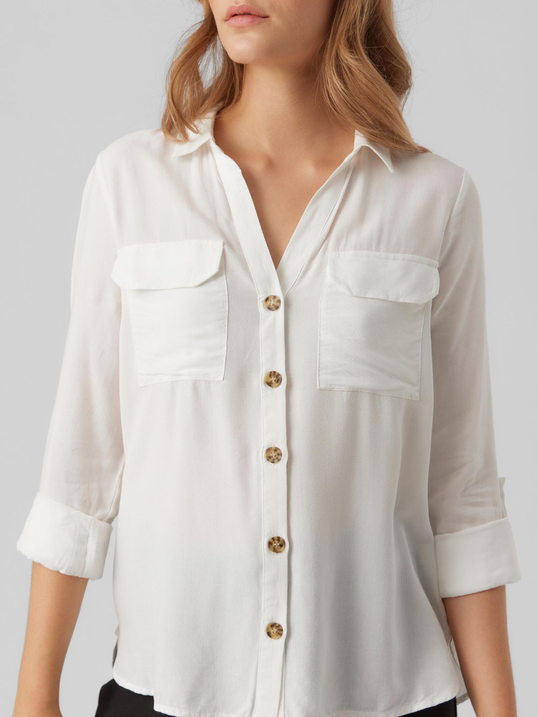 VERO-MODA_FallWinter0_4035375_10275283_5.jpg Hemd Bluse Leger mit Brusttaschen Regular 3/4 Arm Stretch Oberteil