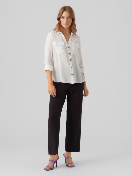 Vero Moda VERO MODA Hemd Bluse Leger mit Brusttaschen Regular 3/4 Arm – Weiß, Bild 4