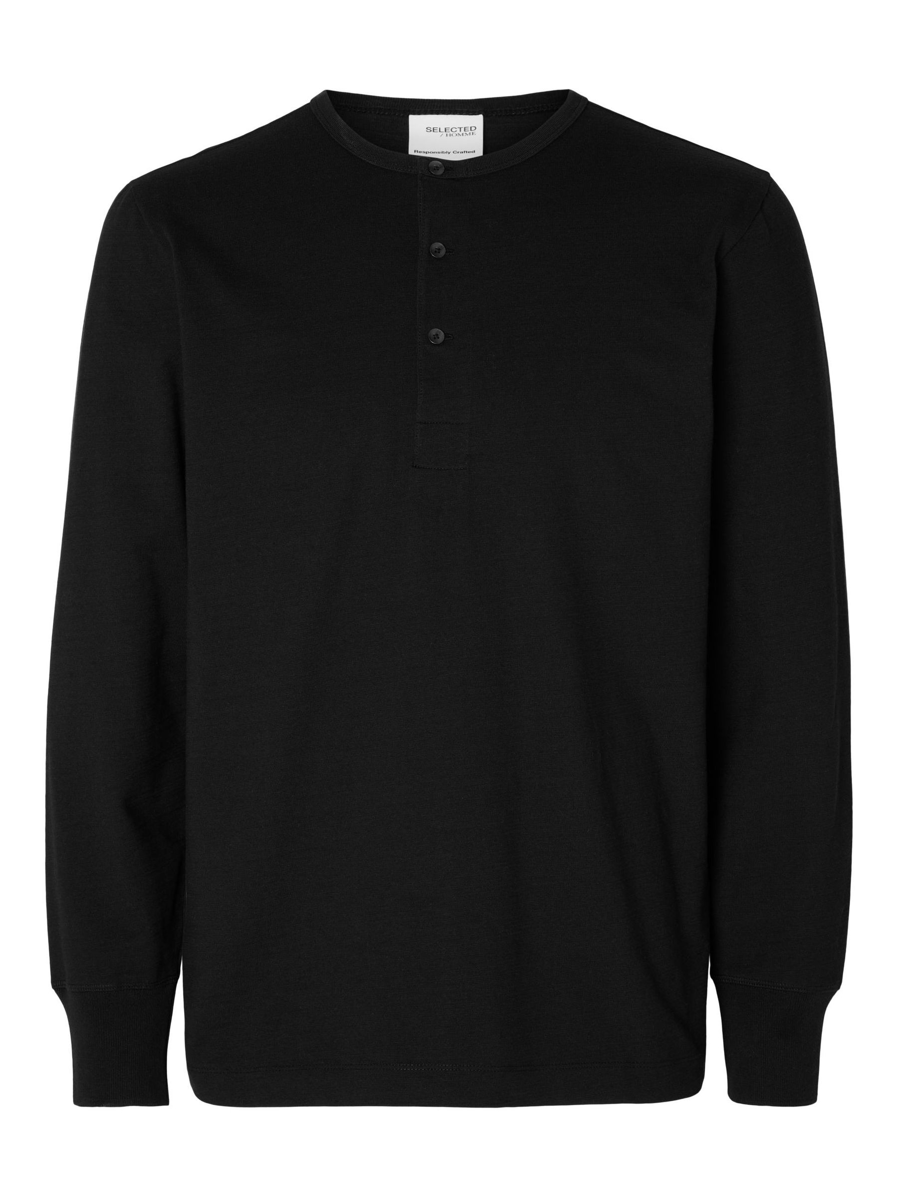 SELECTED-HOM_All-year_4419324_16092714.jpg Einfarbiges Longsleeve mit Knopfleiste Langarm Shirt