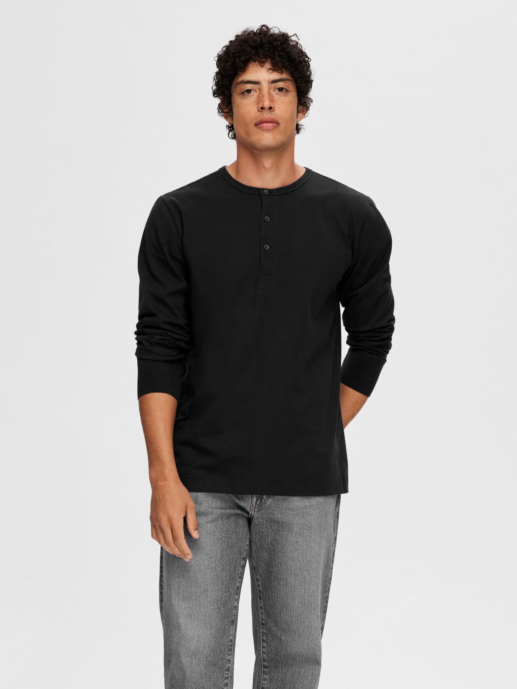 Einfarbiges Longsleeve mit Knopfleiste Langarm Shirt Einfarbiges Longsleeve mit Knopfleiste Langarm Shirt
