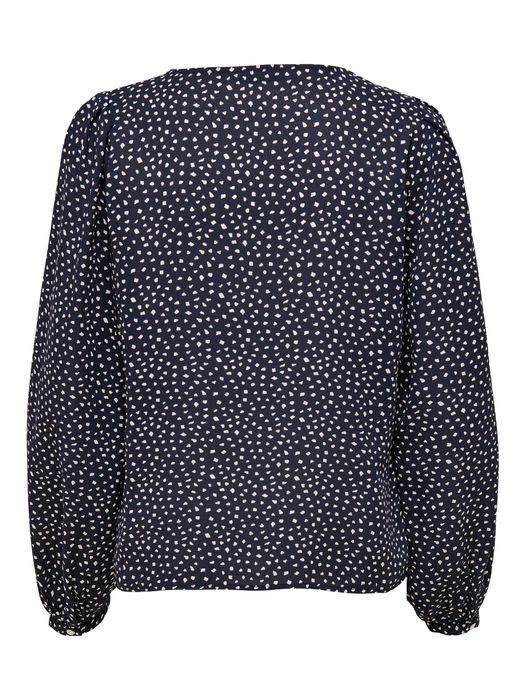 Only Langarm Bluse Print Muster V-Neck Business Tunika Top ONLSONJA – Dunkelblau, Bild 6