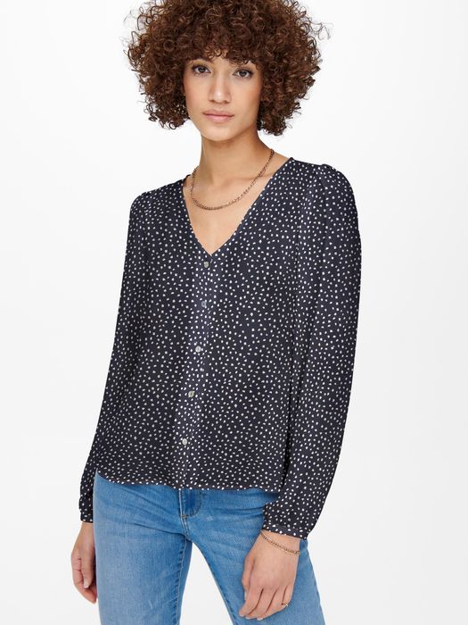 Only Langarm Bluse Print Muster V-Neck Business Tunika Top ONLSONJA – Dunkelblau, Bild 5