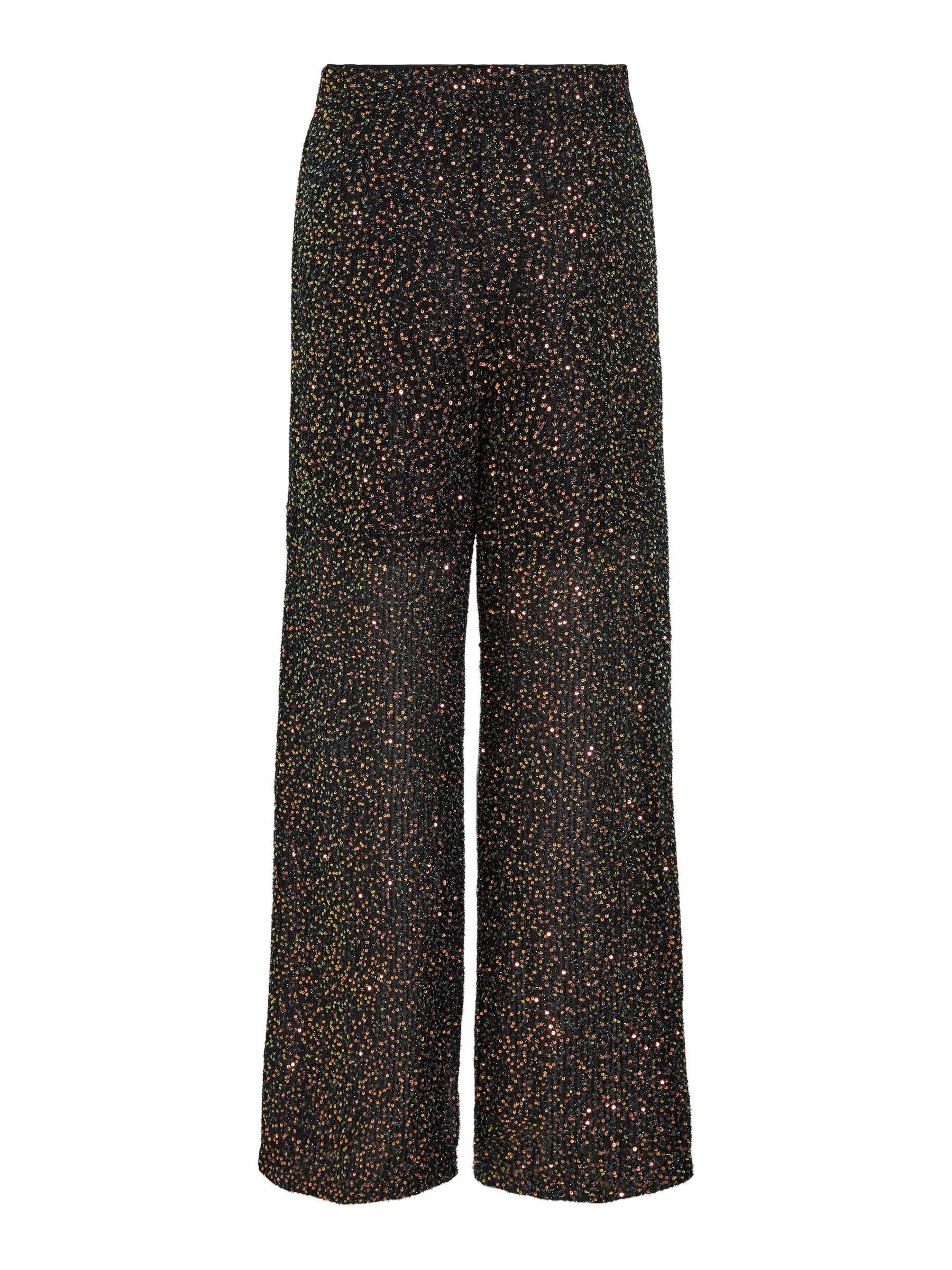 Weite Stoff Hose mit Pailletten Elegante Marlene Pants VISCARA Weite Stoff Hose mit Pailletten Elegante Marlene Pants VISCARA