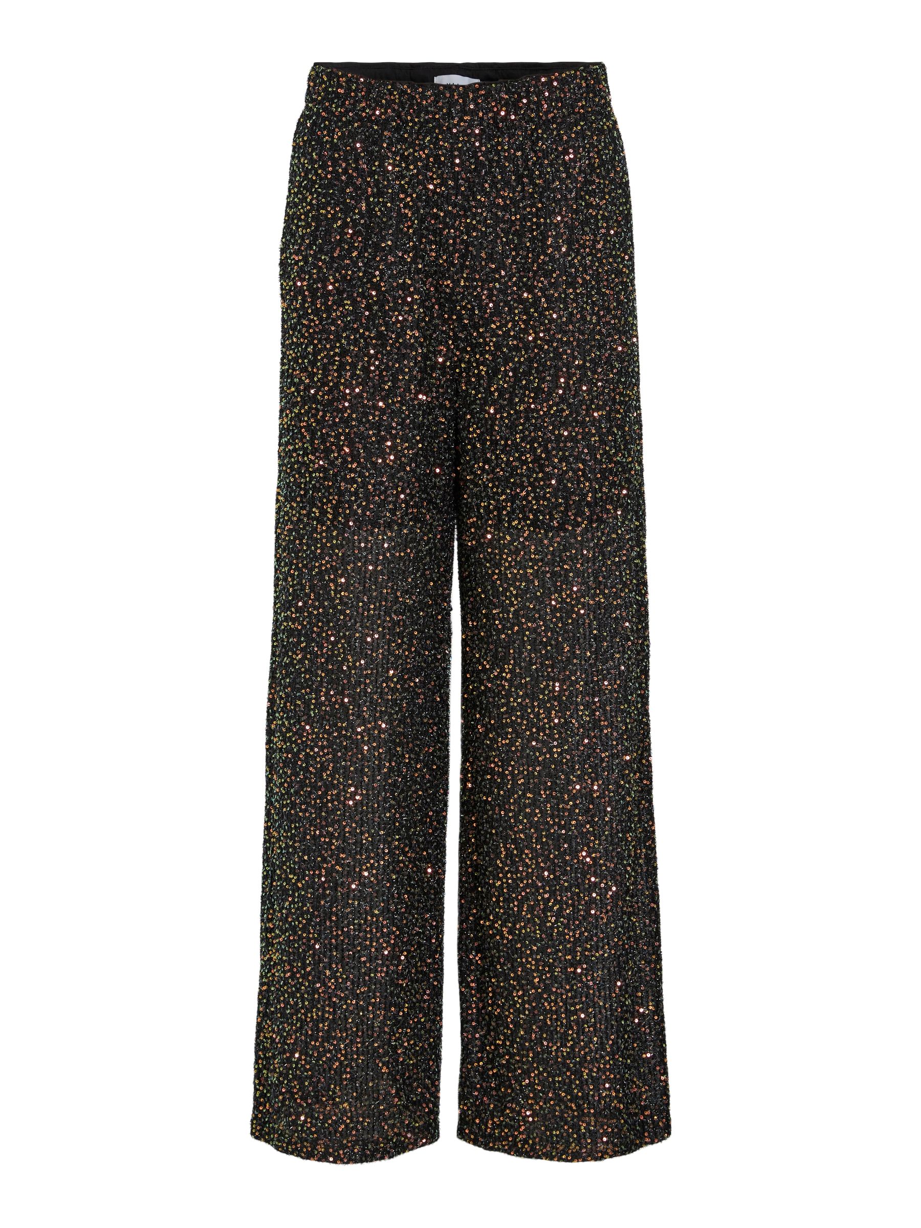 Weite Stoff Hose mit Pailletten Elegante Marlene Pants VISCARA Weite Stoff Hose mit Pailletten Elegante Marlene Pants VISCARA