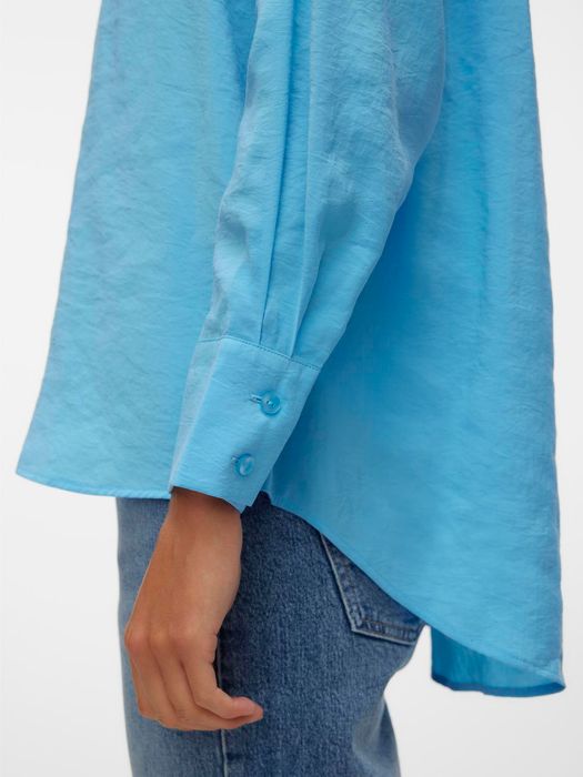 Vero Moda VERO MODA Oversized Hemdbluse Seidig Legeres Oberteil Shirt – Blau, Bild 6