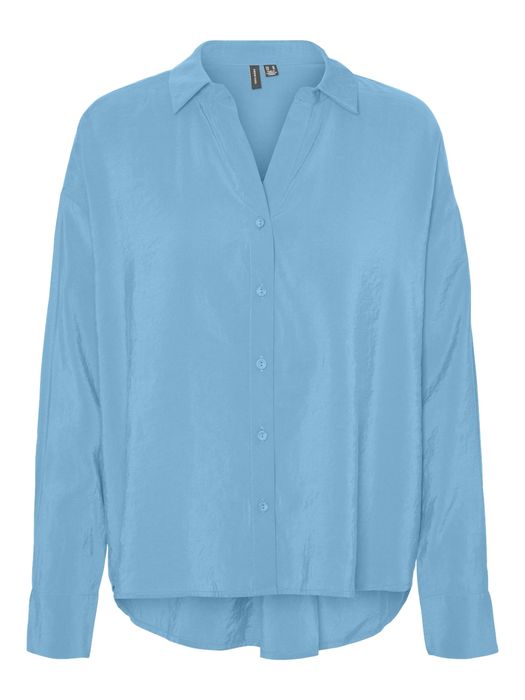 Vero Moda VERO MODA Oversized Hemdbluse Seidig Legeres Oberteil Shirt – Blau, Bild 7