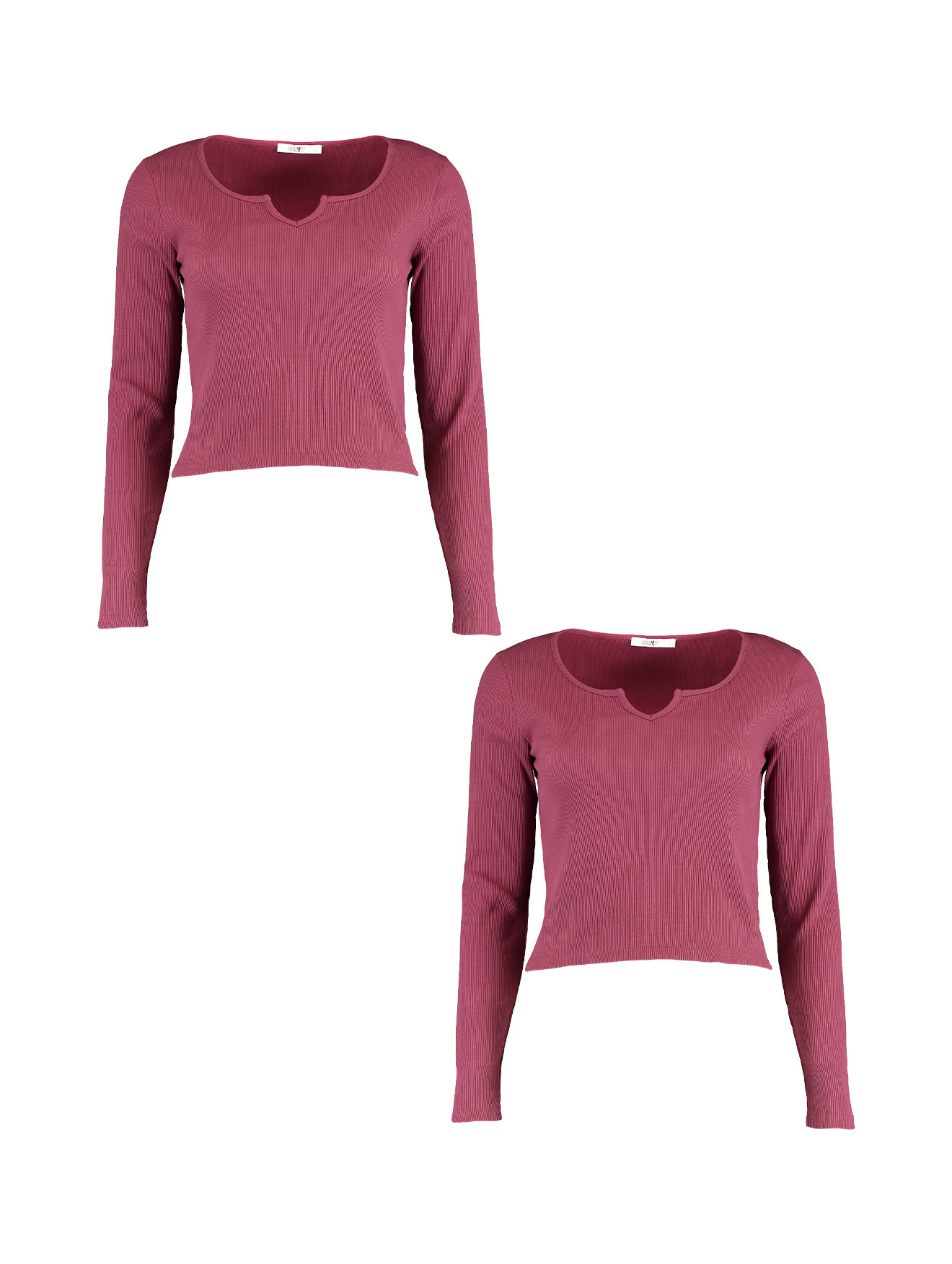 HaILYS HaILYS Shirt 2er-Set Figurbetont Rippoptik Langarm – Rosa, Bild 1