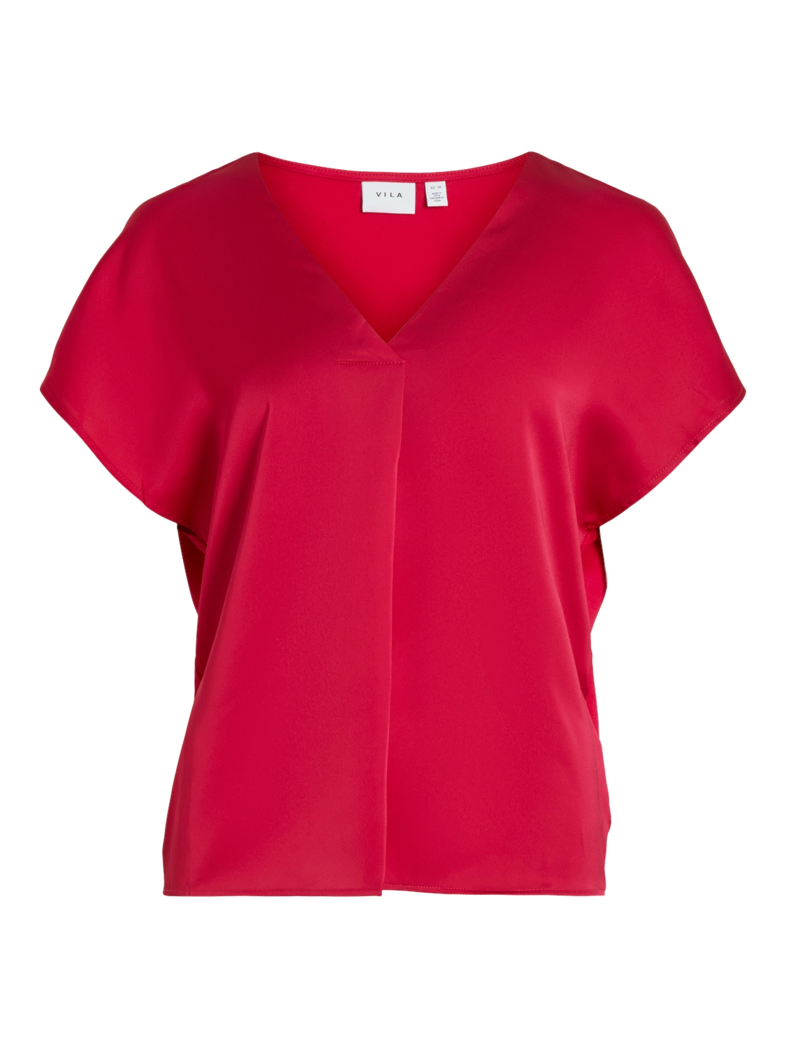 VILA_NOOS2024_4468480_14089239_copy.jpg Satin Bluse Glänzendes Kurzarm Shirt Top Oberteil VIELLETTE