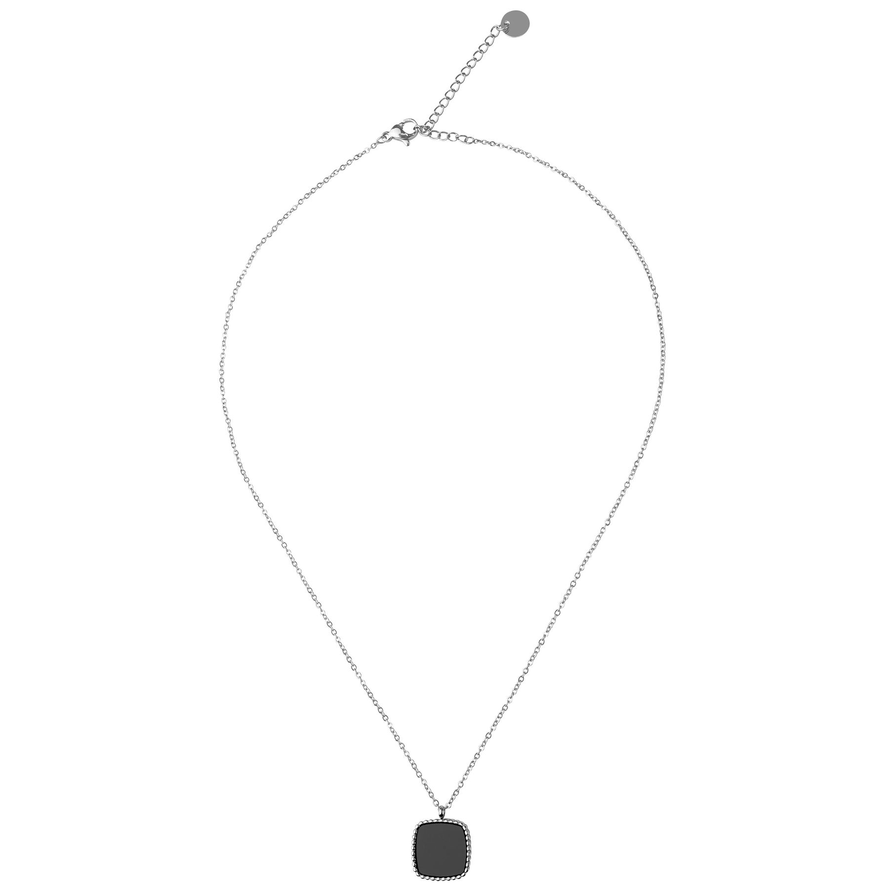 1007184B_SIlber_1.jpg Halskette mit Medaillon Anhänger Modeschmuck aus Edelstahl