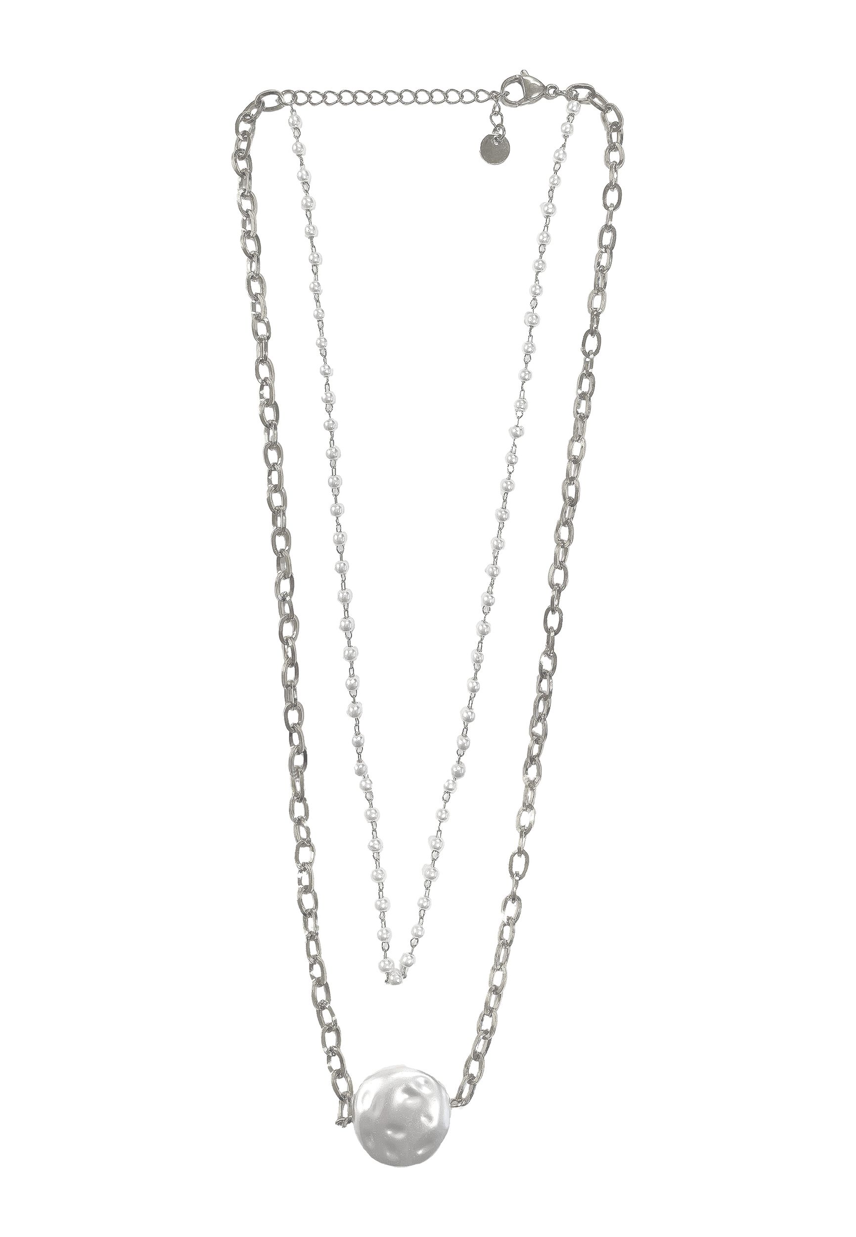 Anely Layering Halskette mit Perlmutt Stein Anhänger Modeschmuck – Silber, Bild 1