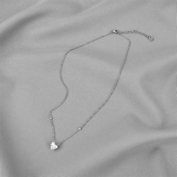Anely ANELY Halskette mit Herz Anhänger Modeschmuck aus Edelstahl – Silber, Bild 4