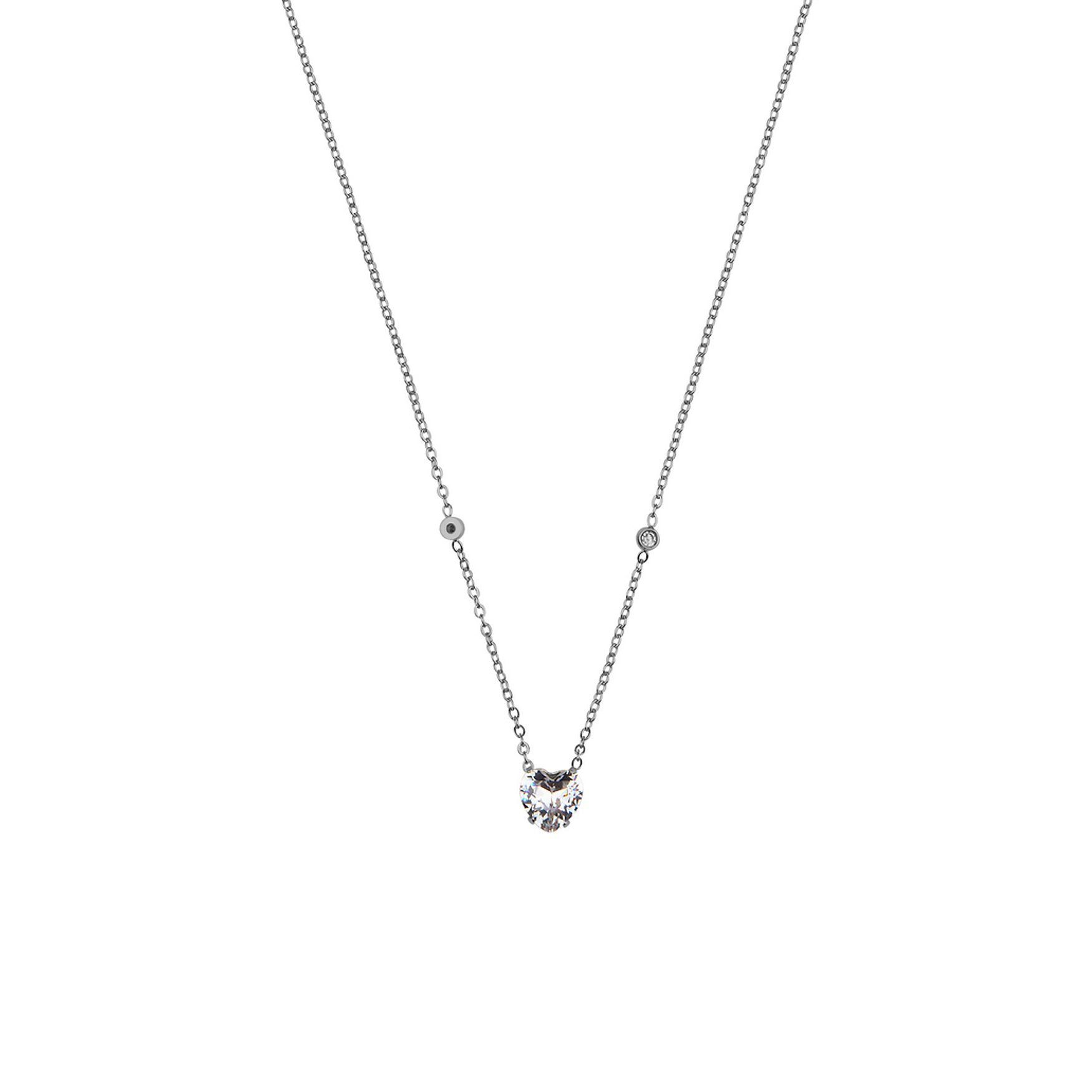 Anely ANELY Halskette mit Herz Anhänger Modeschmuck aus Edelstahl – Silber, Bild 2