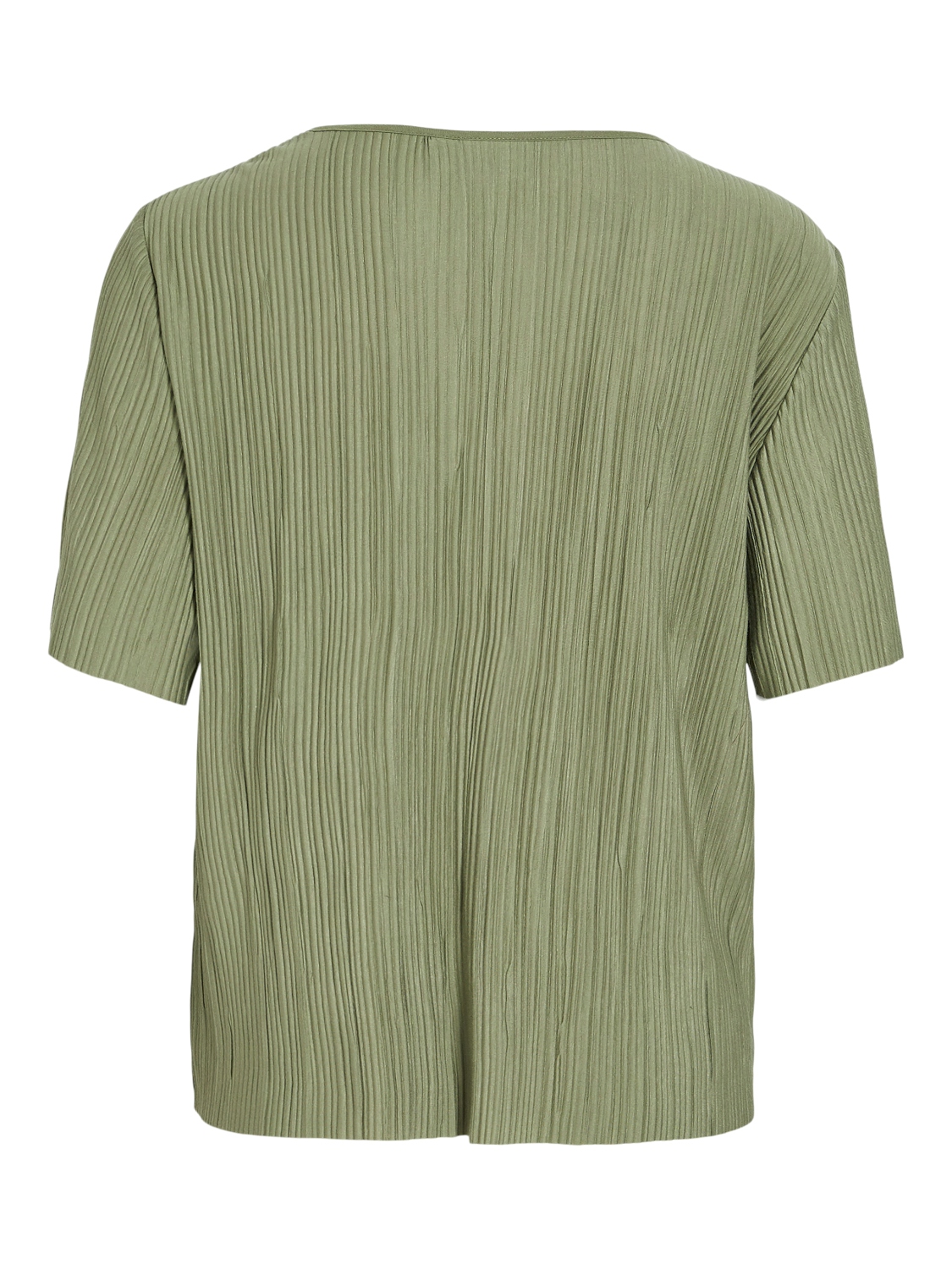 VILA_SpringSummer2024_4468579_14089481_2.jpg Modisches Satin Blusen Shirt Kurzarm Glänzendes Plissiertes Oberteil