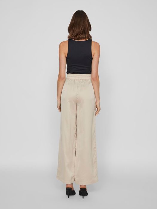 Vila VILA Stoff Hose mit Verstellbarem Bund Palazzo Style – Beige, Bild 3