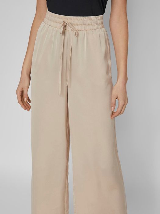 Vila VILA Stoff Hose mit Verstellbarem Bund Palazzo Style – Beige, Bild 4