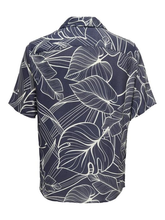 ONLY & SONS Hemd mit Resort Kragen, lässig und bequem, Farbe: Blau
