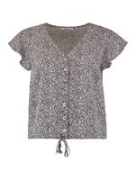 HAILYS Damen Bluse 2er-Set Kurzarm mit Wellenkante V-Ausschnitt Hemd lockeres Oberteil
