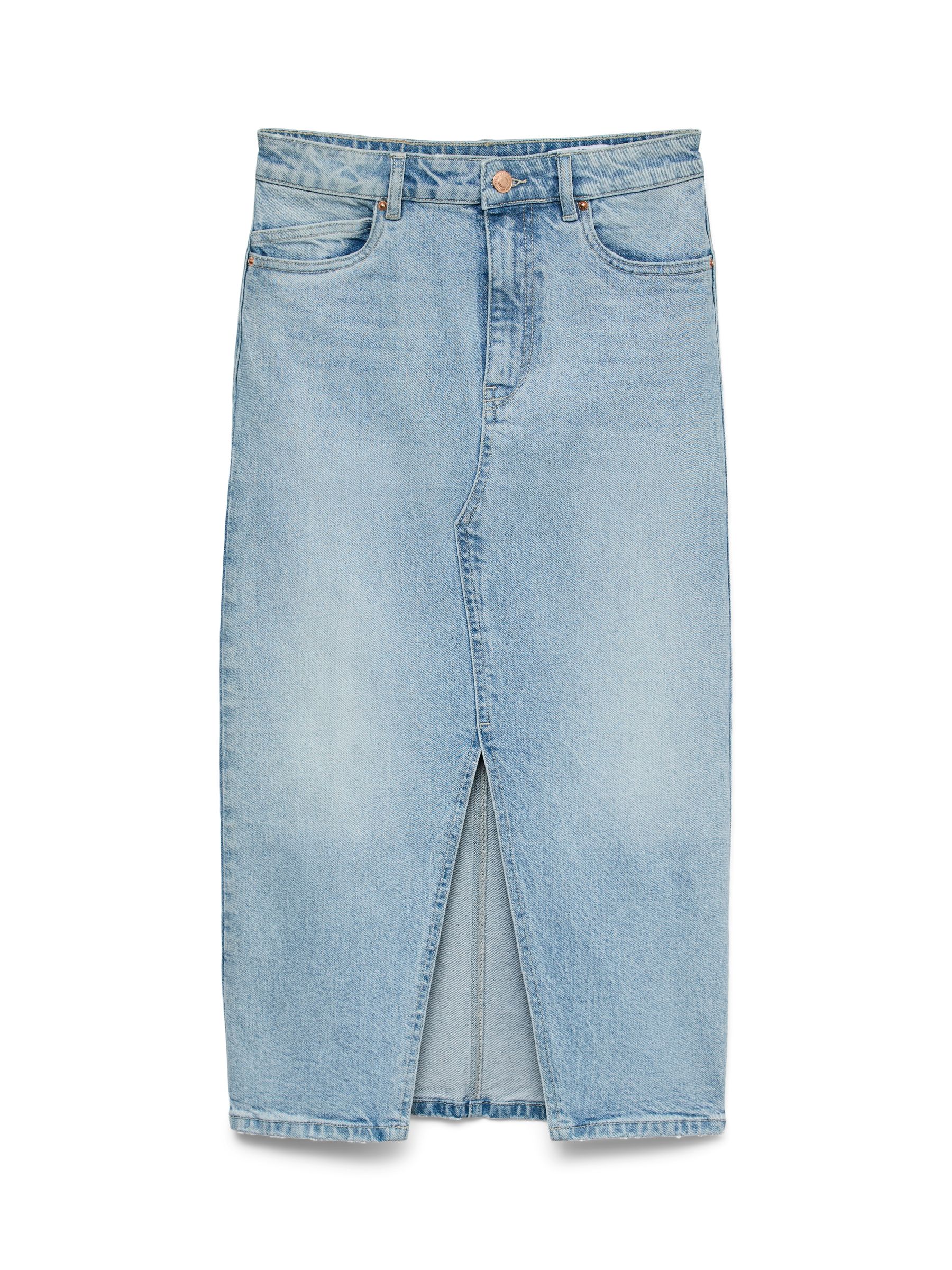 VERO-MODA_Noos2023_4445757_10295731_copy.jpg Langer Denim Jeansrock mit Schlitz 5-Pocket Maxi Skirt