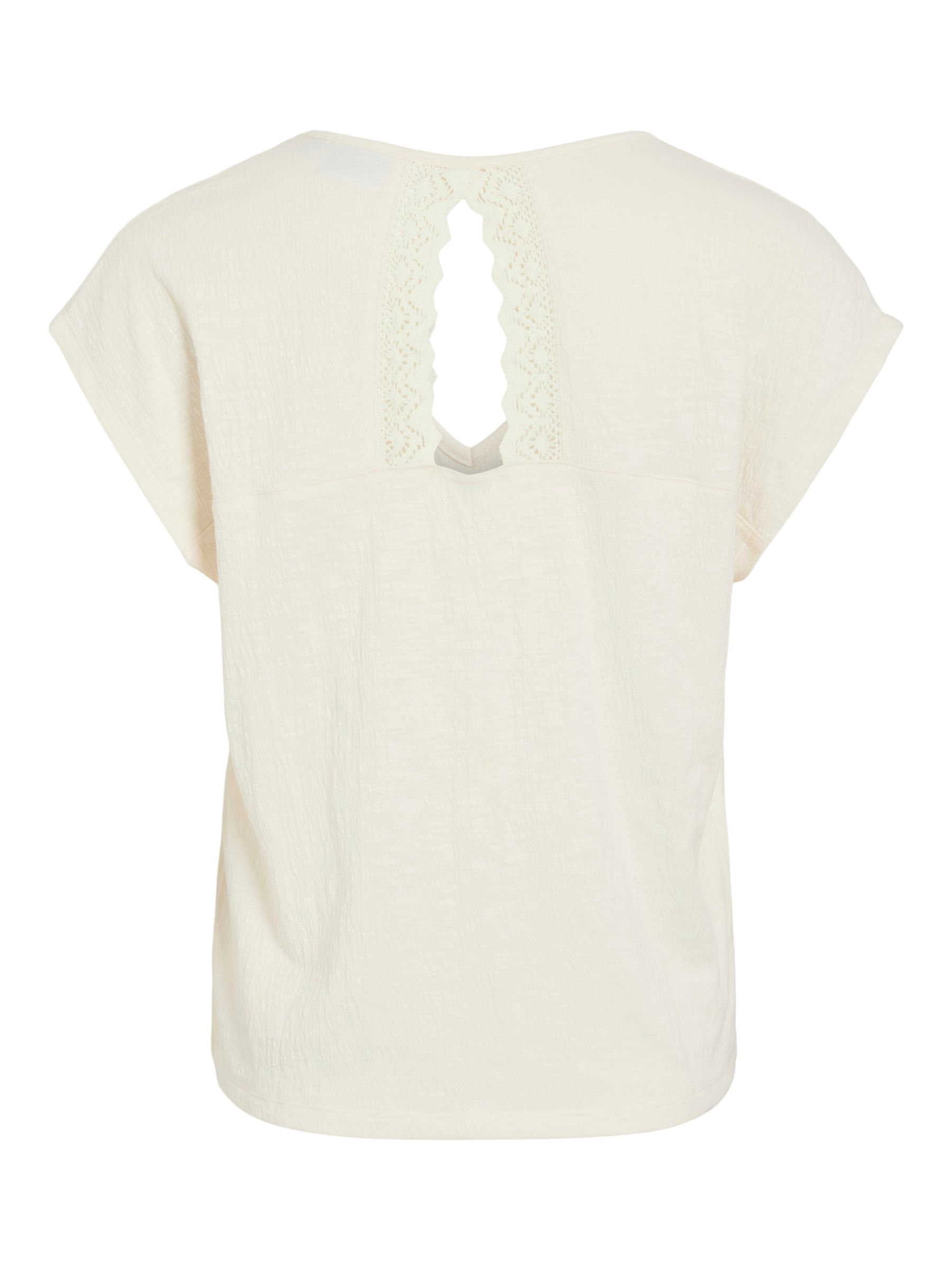 VILA_SpringSummer2025_4814624_14095036_2.jpg Legeres Blusen Shirt mit Spitzen Details V-Ausschnitt Modisches Kurzarm Top