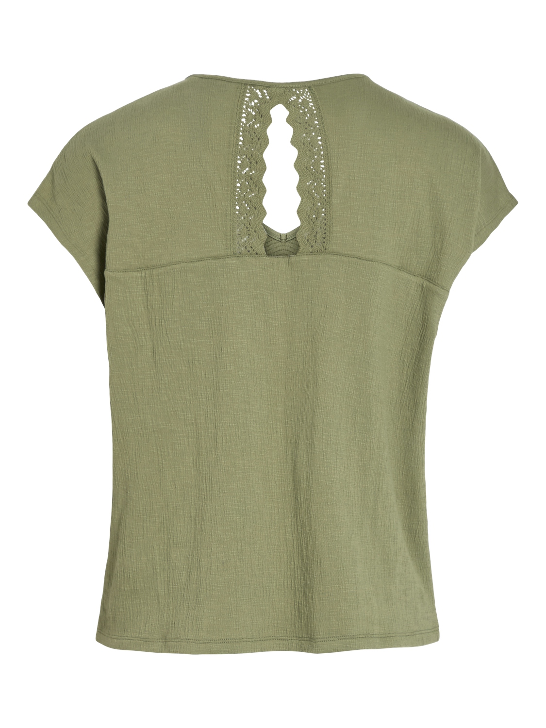 VILA_Springsummer_4518971_14095036_2.jpg Legeres Blusen Shirt mit Spitzen Details V-Ausschnitt Modisches Kurzarm Top