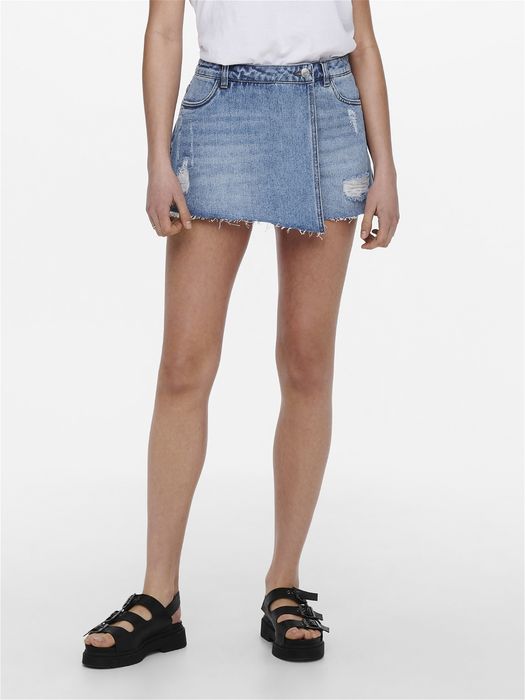 Trendige Shorts Denim Minirock-Style Knopfleiste, Farbe: Hellblau
