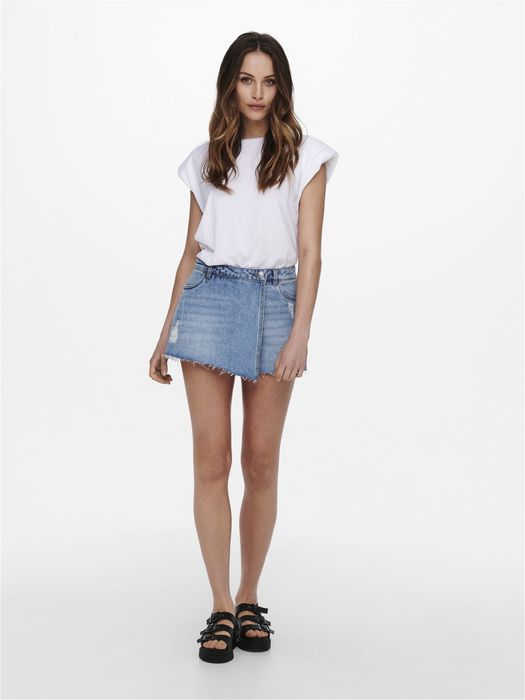 Only ONLY Trendige Shorts Denim Minirock-Style Knopfleiste – Hellblau, Bild 4