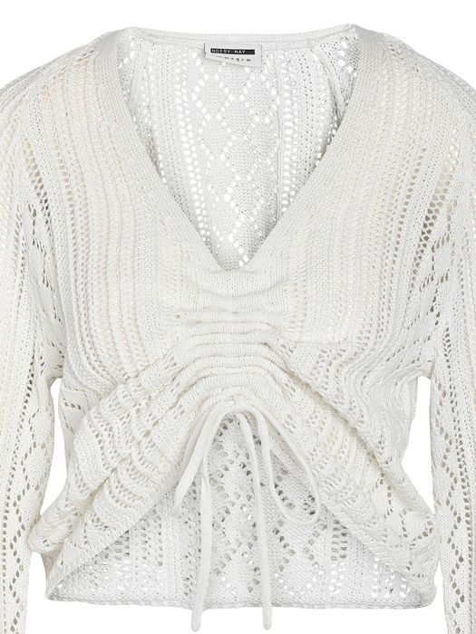 Noisy May NOISY MAY Strickpullover mit V-Ausschnitt und gerafften Details – Gelb, Bild 3