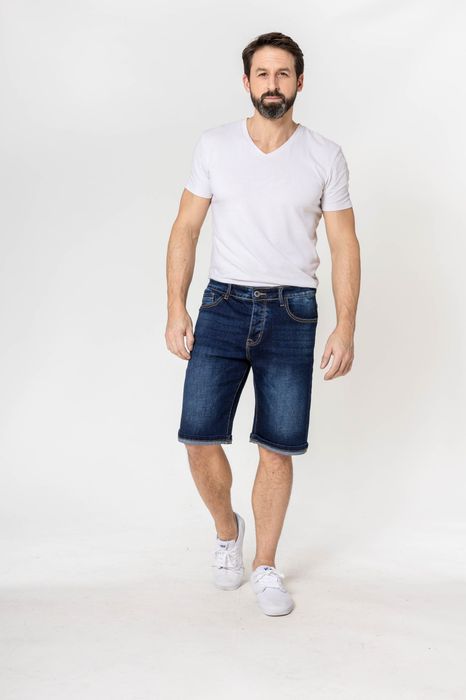 Nina Carter Shorts Denim Regular Fit Bleached Jeansshorts, Farbe: Dunkelblau