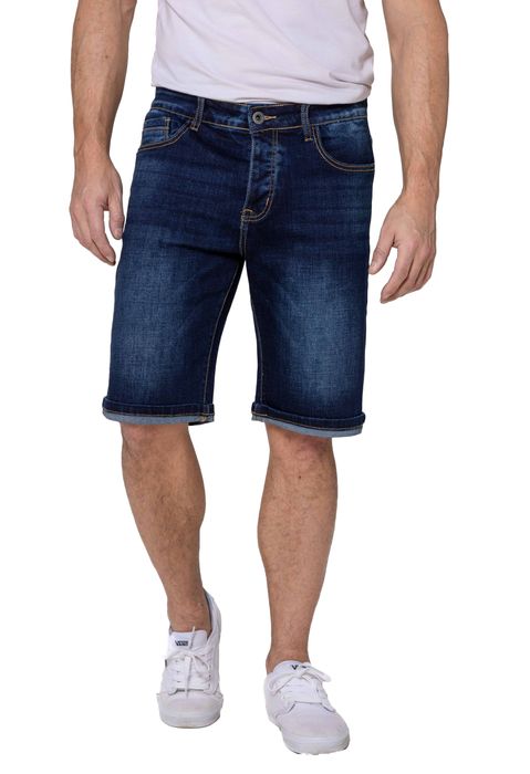 Nina Carter Shorts Denim Regular Fit Bleached Jeansshorts, Farbe: Dunkelblau