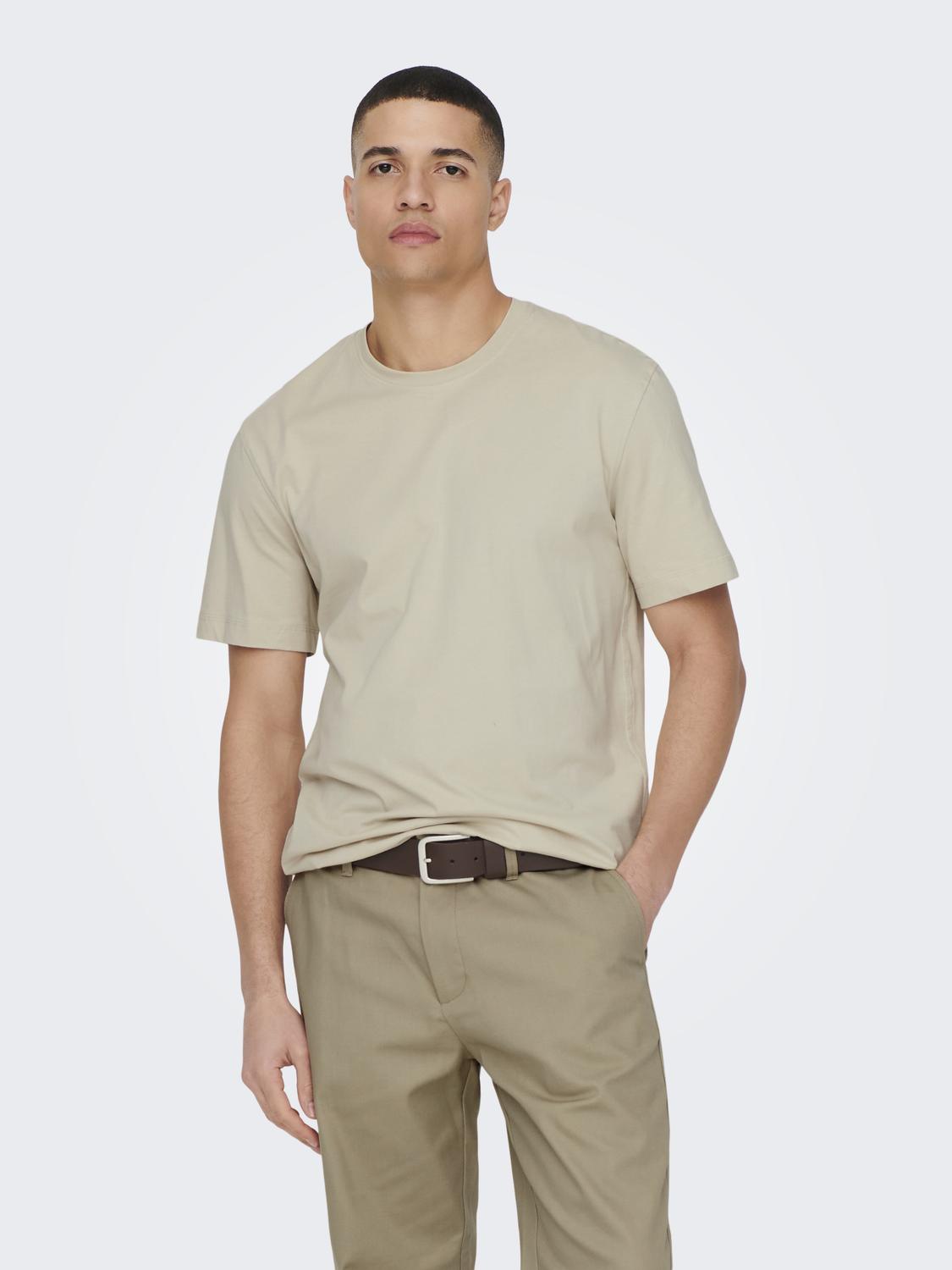 Only & Sons ONLY & SONS T-Shirt 2er-Set Rundhals Kurzarm – Beige, Bild 2