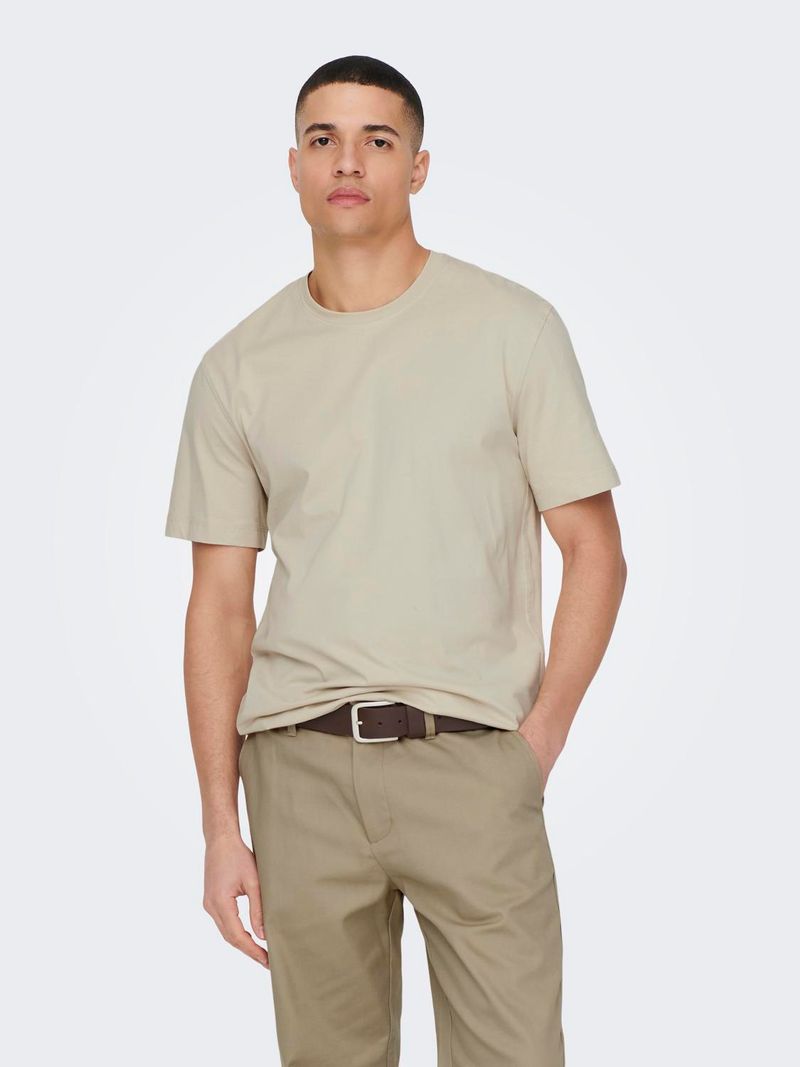 Only & Sons ONLY & SONS T-Shirt 2er-Set Rundhals Kurzarm – Schwarz-Beige, Bild 2