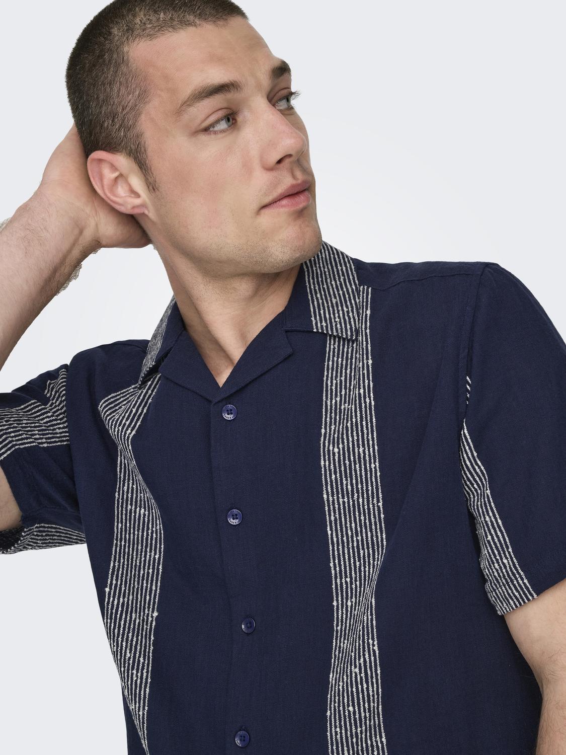 ONLY&SONS_Springsummer_4472774_22029108_5.jpg Hemd Kurzarm Resort-Kragen Knopfleiste lockeres Oberteil