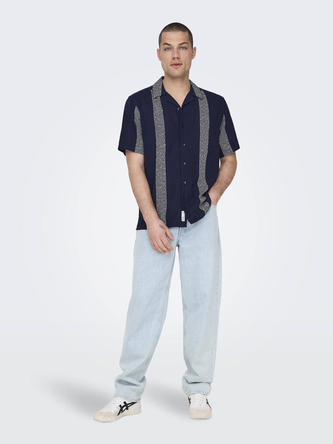 ONLY&SONS_Springsummer_4472774_22029108_6.jpg Hemd Kurzarm Resort-Kragen Knopfleiste lockeres Oberteil