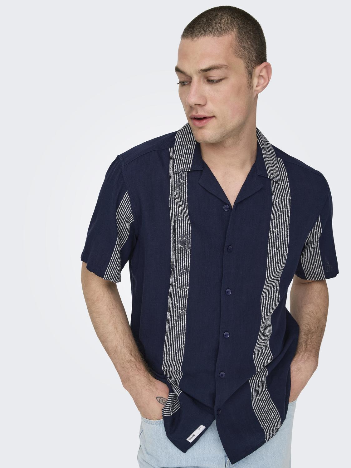 ONLY&SONS_Springsummer_4472774_22029108_7.jpg Hemd Kurzarm Resort-Kragen Knopfleiste lockeres Oberteil